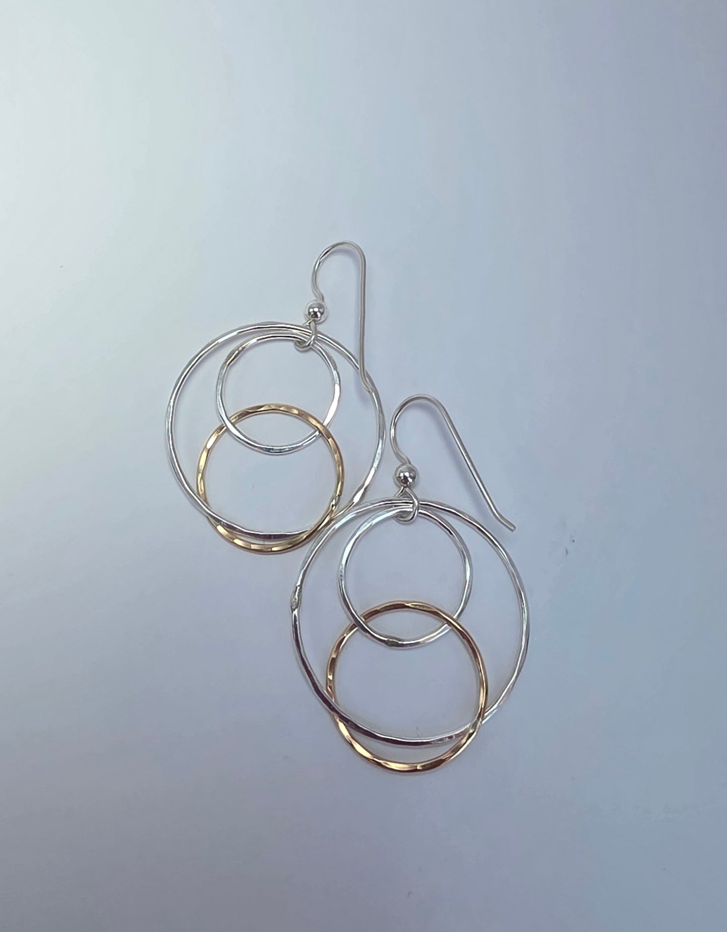 Three Circle Sterling Silver and 14kt gold filled earrings