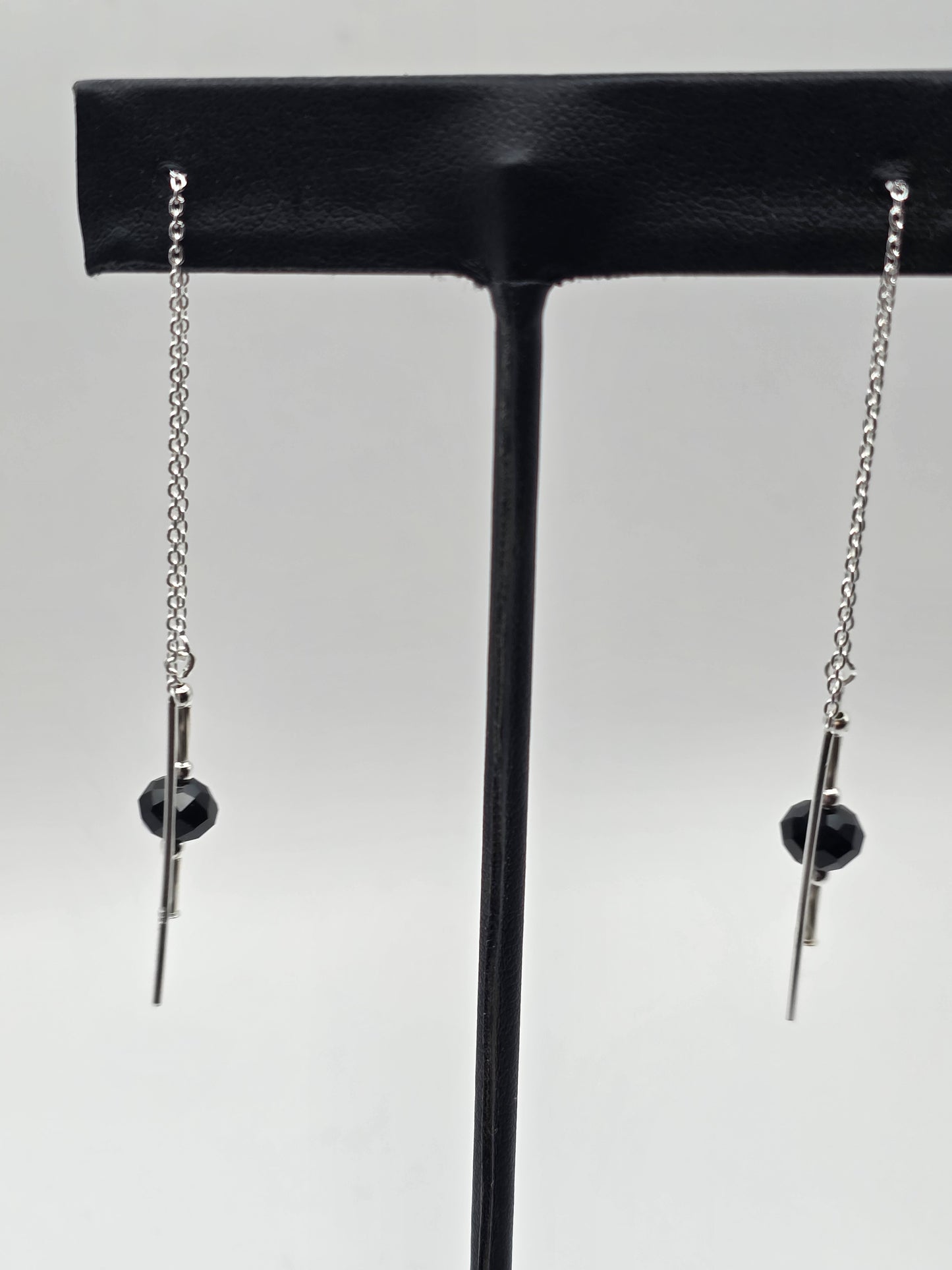 Sterling Silver Threaders with black crystals