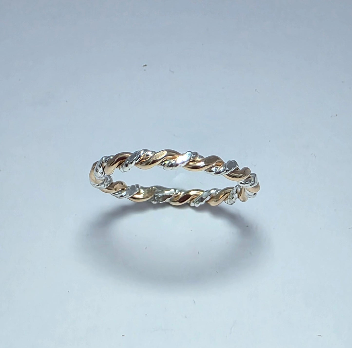 Two-toned textured silver twist ring 1/16" wide