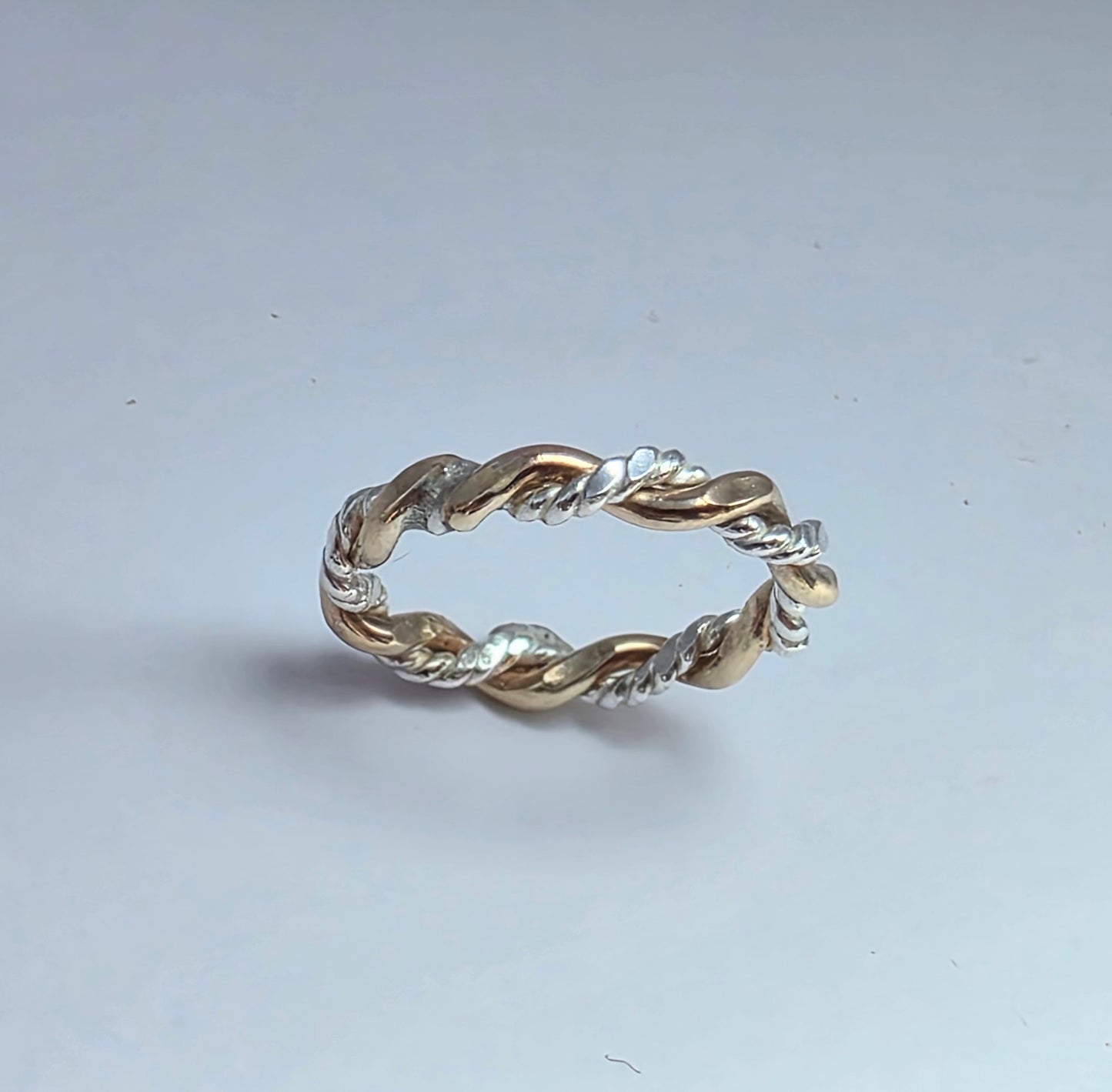 Two-toned textured silver twist ring 2/16" wide