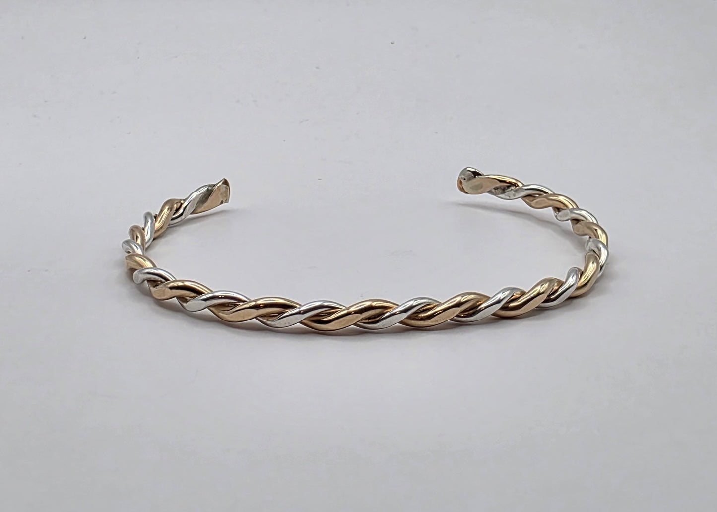 Twisted two toned smooth Sterling Silver and 14kt gold filled bracelet