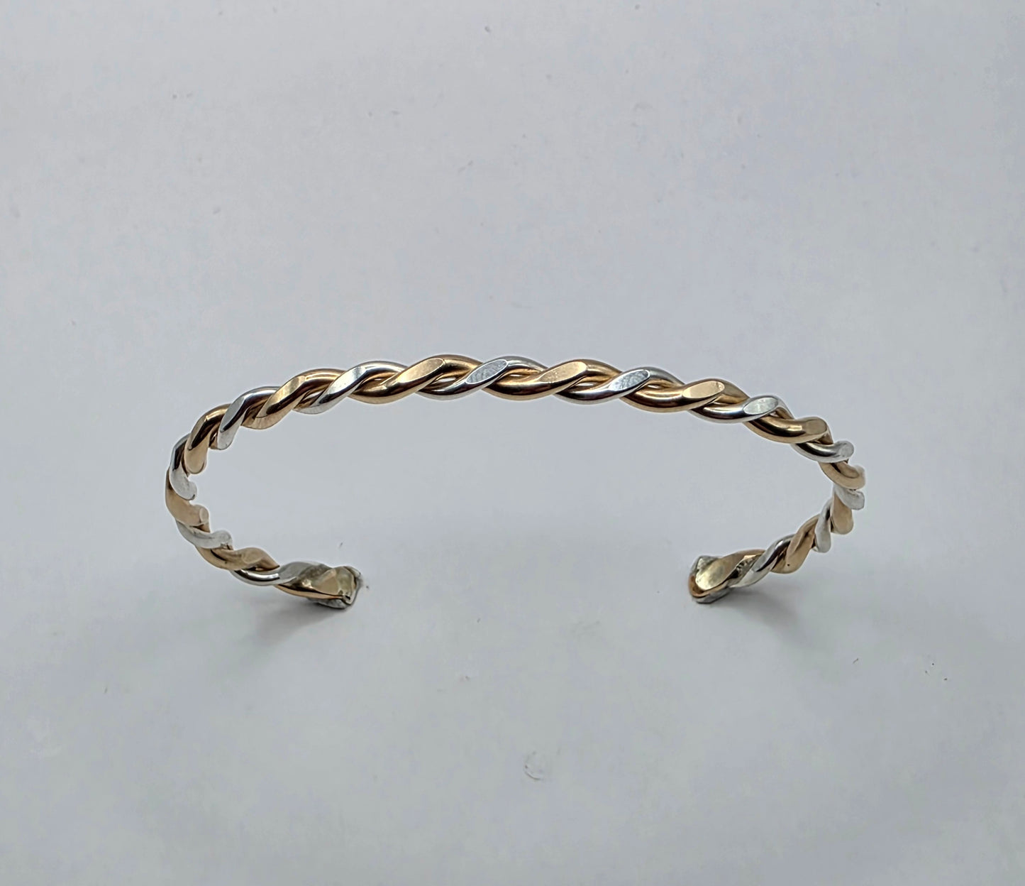 Twisted two toned smooth Sterling Silver and 14kt gold filled bracelet