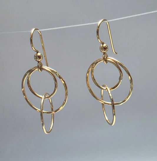Three Circle 14kt gold filled earrings
