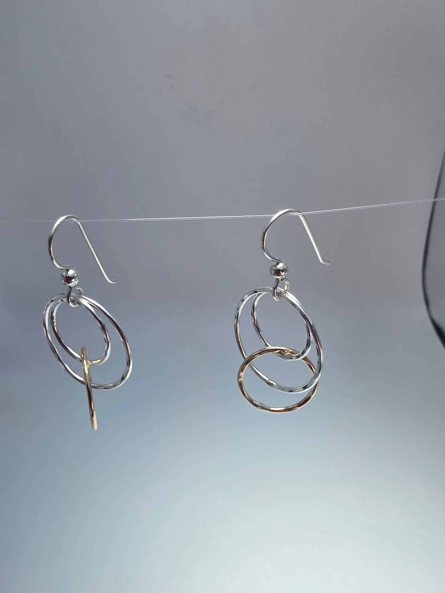 Three Circle Sterling Silver and 14kt gold filled earrings