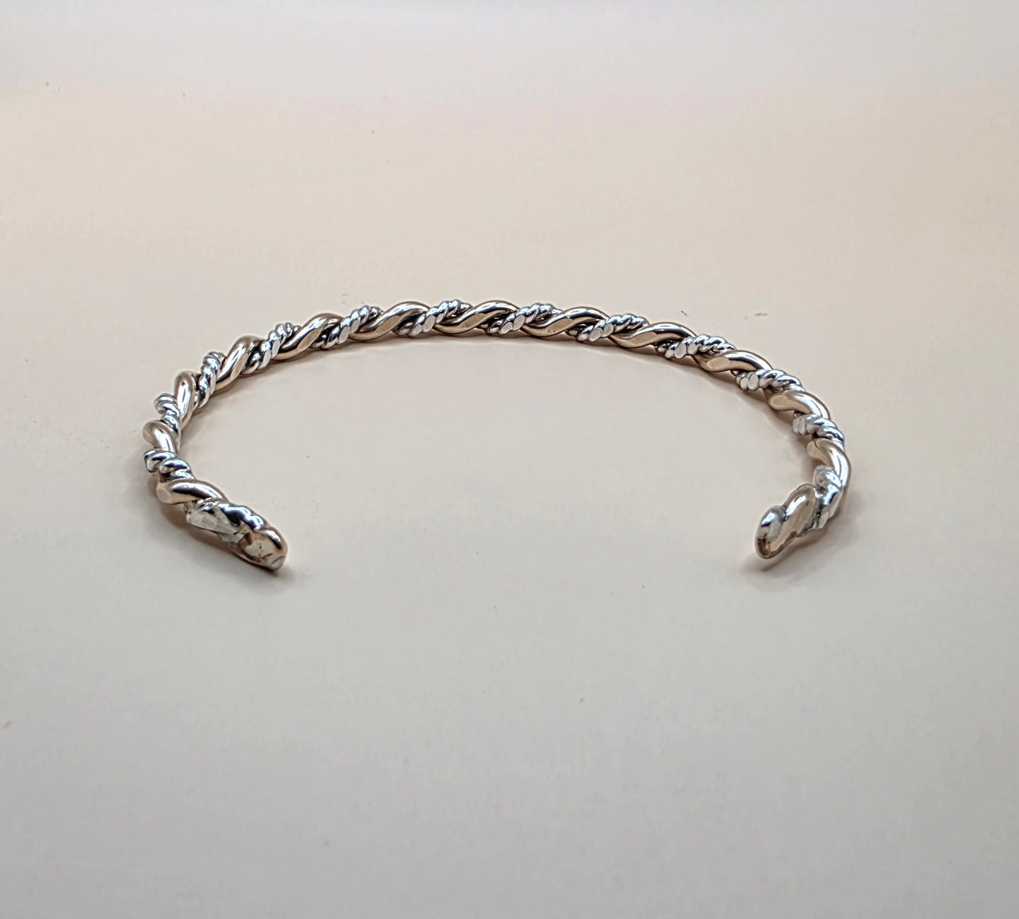 Twisted two toned textured Sterling Silver and 14kt gold filled bracelet