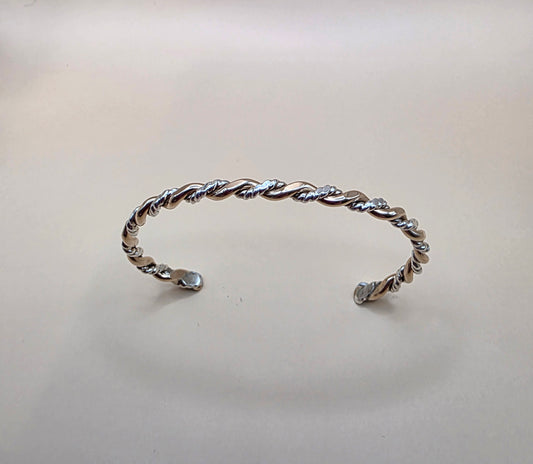Twisted two toned textured Sterling Silver and 14kt gold filled bracelet