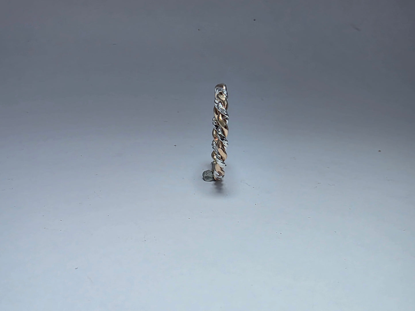 Two-toned textured silver twist ring 1/16" wide