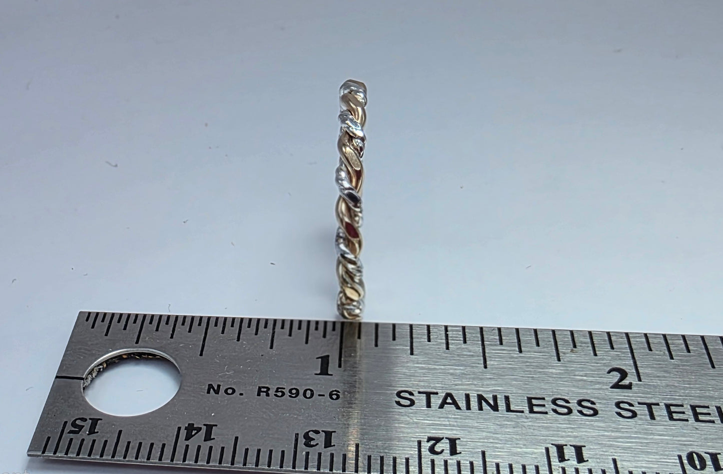Two-toned textured silver twist ring 1/16" wide