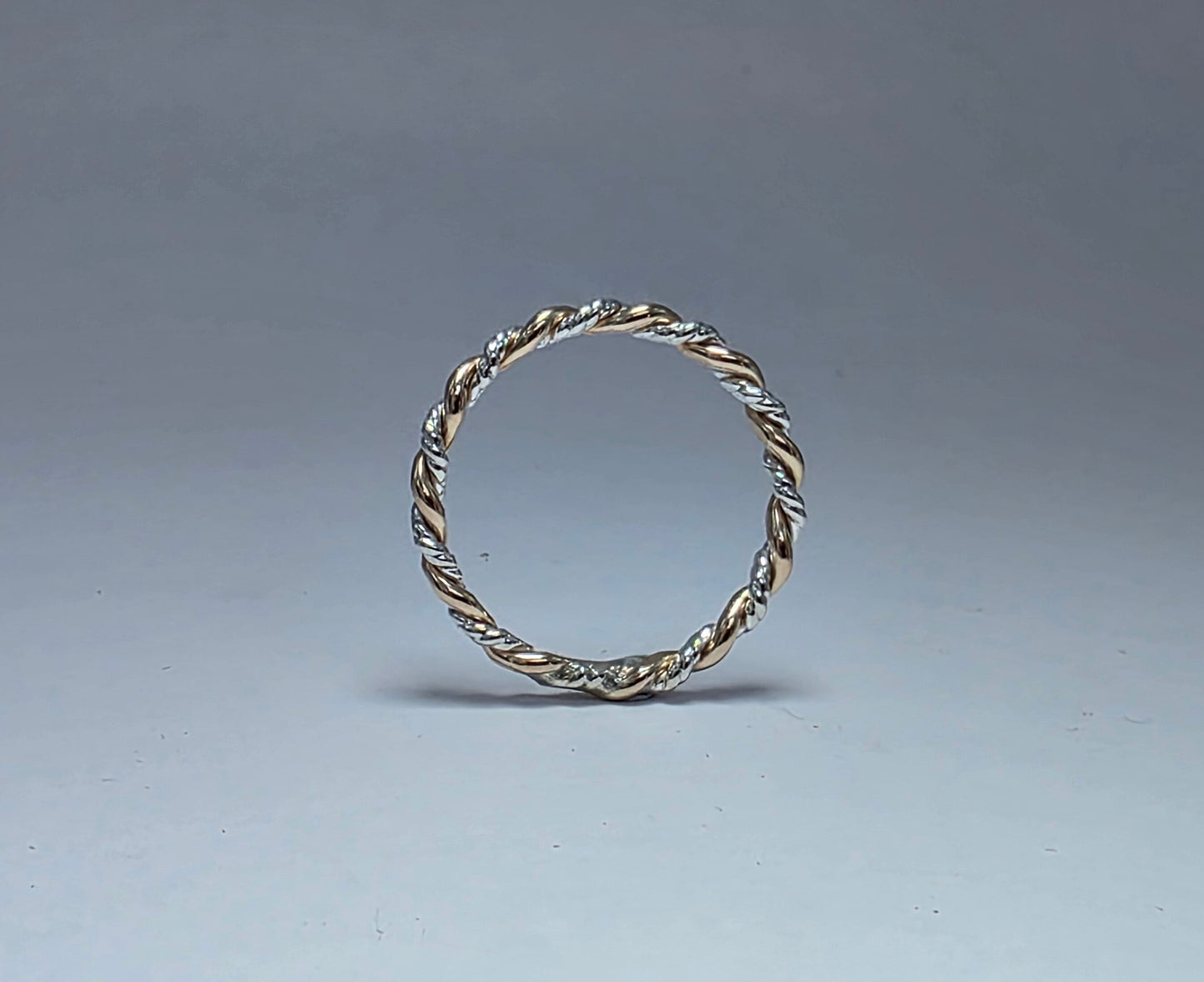 Two-toned textured silver twist ring 1/16" wide