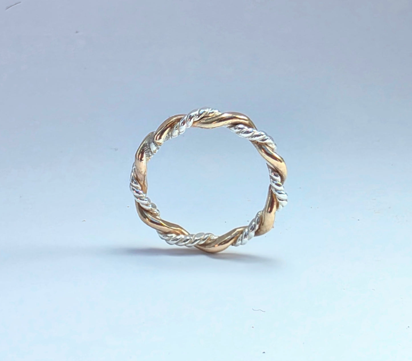 Two-toned textured silver twist ring 2/16" wide