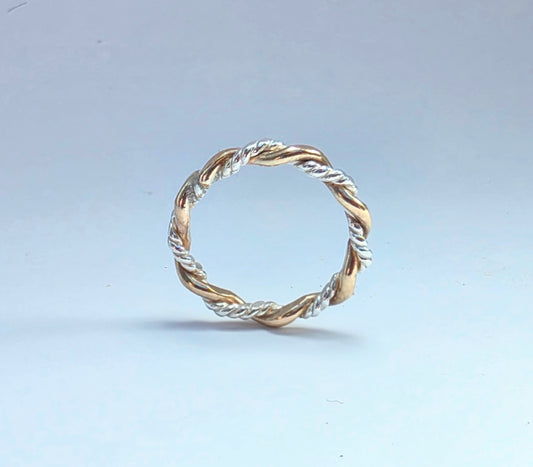 Two-toned textured silver twist ring 2/16" wide